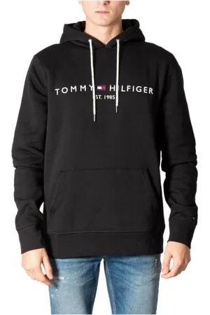 Tommy Hilfiger Sweathshirts & Hoodies, Herre, Sort, M, Bomuld, Sort hættetrøje med print