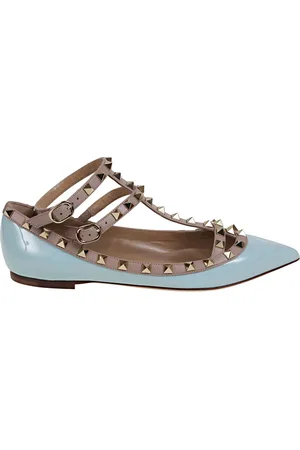 VALENTINO GARAVANI Sko, Dame, Blå, 39 EU, Læder, Rockstud Ballerina Sko