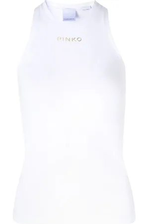 Pinko Top, Dame, Hvid, M, Bomuld, Ribstrikket Ærmeløs Top