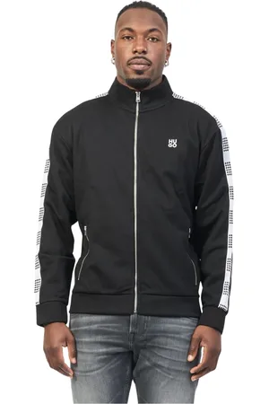 HUGO BOSS Sweathshirts & Hoodies, Herre, Sort, L, Bomuld, Højhalset Sweater med Lynlås