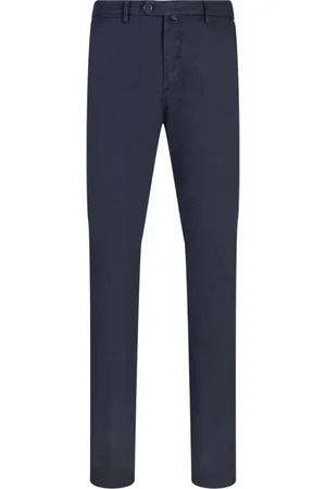 Kiton Bukser, Herre, Blå, W33, Bomuld, Navy Stretch Bomulds Tapered Bukser
