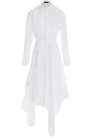 MUGLER Kjole, Dame, Hvid, S, Bomuld, Hvid Poplin Skjortekjole