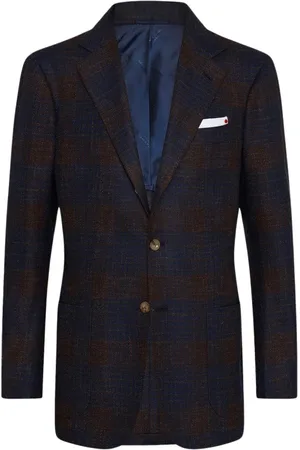 Kiton Jakke, Herre, Blå, 2XL, Cashmere, Cashmere Overcheck Jakke