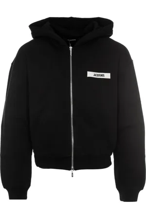 Jacquemus Sweathshirts & Hoodies, Herre, Sort, XL, Uld, Zip Hoodie med Grosgrain Logo