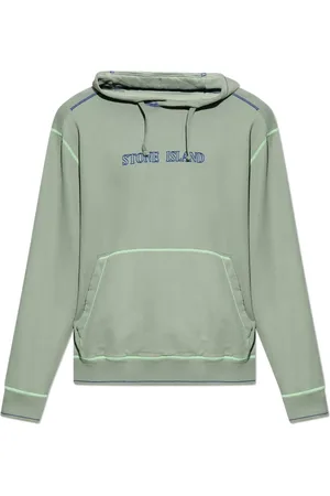 Stone Island Sweathshirts & Hoodies, Herre, Grøn, L, Bomuld, Hoodie med Logo