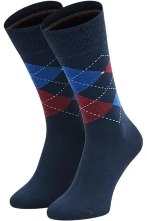 Tommy Hilfiger Undertøj, Herre, Blå, S, Bomuld, Argyle Mønster Crew Sokker