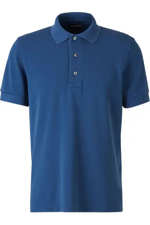 Tom Ford Top, Herre, Blå, M, Bomuld, Piquet Polo Shirt