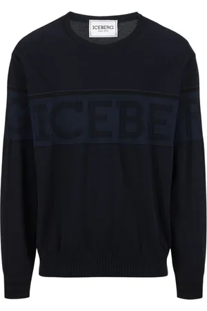 Iceberg Strik, Herre, Blå, L, Bomuld, Crewneck Sweater