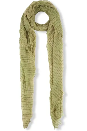Cortana Tilbehør, Dame, Grøn, ONE SIZE, Cashmere, Grøn Stribet Cashmere Silketørklæde