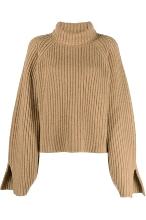 Khaite Strik, Dame, , S, Cashmere, Cashmere Ribstrikket Rullekrave Jumper