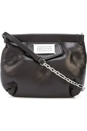 Maison Margiela Taske, unisex, Sort, ONE SIZE, Uld, Sort Læder Skuldertaske med Logo