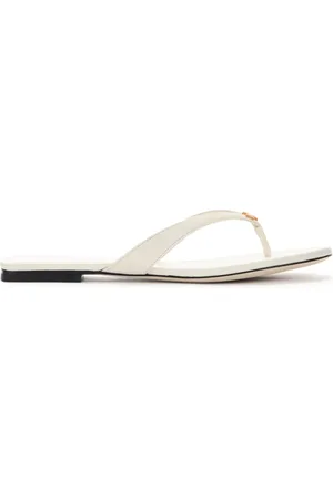 Tory Burch Sko, Dame, Hvid, 37 1/2 EU, Læder, Klassiske Elfenbensfarvede Læder Flip-flops