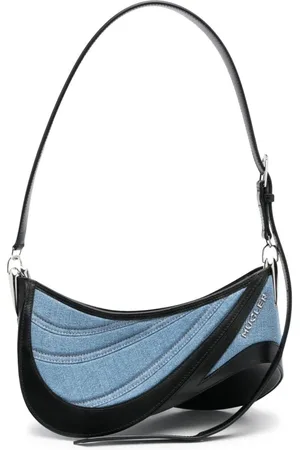 MUGLER Taske, Dame, Blå, ONE SIZE, Denim, Medium Spiral Curve 01 Denim Crossbody Taske