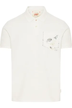 BOB der Bär Top, Herre, Hvid, XL, Bomuld, Klassisk Bomuldspolo med knapper