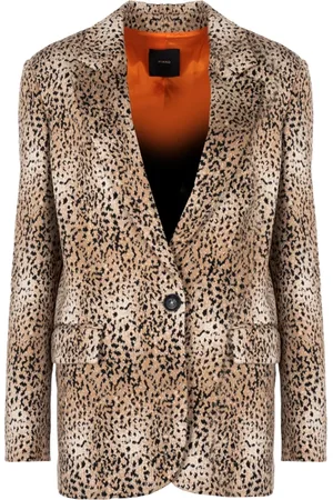 Pinko Jakke, Dame, Brun, 3XS, Uld, Farverig Mønstret Blazer