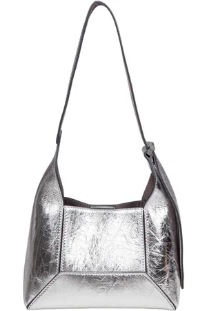 Jimmy Choo Taske, Dame, Grå, ONE SIZE, Uld, Sølvfarvet Skuldertaske i Lamineret Læder