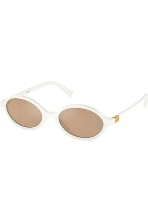 Miu Miu Tilbehør, Dame, Hvid, 50 MM, Uld, Stilfulde solbriller med orange spejllinser