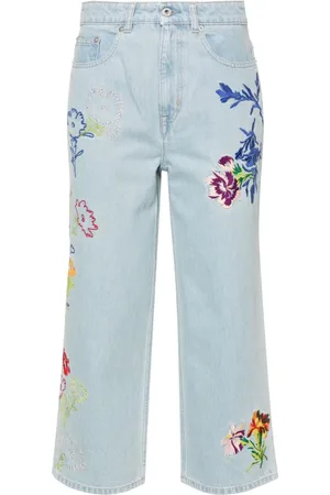Kenzo Jeans, Dame, Blå, W27, Bomuld, Cropped Wide Leg Jeans