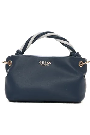 Guess Taske, Dame, Blå, ONE SIZE, Uld, Flettede håndtag skuldertaske med logo