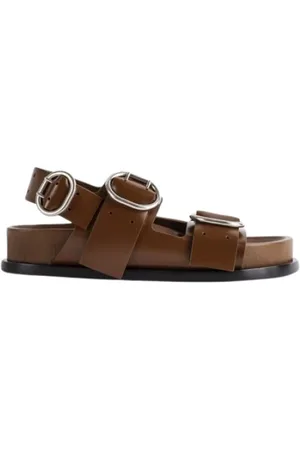 Jil Sander Sko, Dame, Brun, 35 EU, Læder, Flade brune lædersandaler
