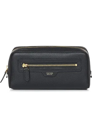 Tom Ford Taske, Herre, Sort, ONE SIZE, Læder, Læder Clutch Taske med Gyldent Logo
