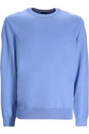 HUGO BOSS Sweathshirts & Hoodies, Herre, Blå, XL, Uld, Stilfuld Sweater