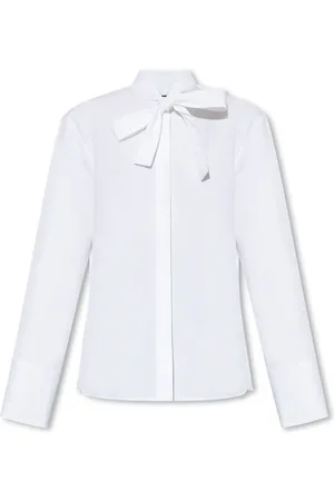 Jil Sander Bluser & Skjorter, Dame, Hvid, S, Bomuld, Skjorte med selvbinder ståkrave