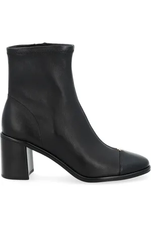 Tory Burch Sko, Dame, Sort, 40 EU, Læder, Cap-Toe Ankelstøvle med Hæl