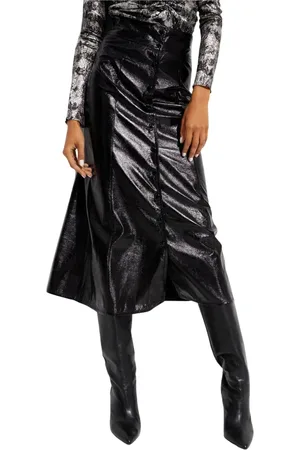 Isabel Marant Nederdel, Dame, Sort, 2XS, Polyester, Eco Leather Midi Skirt