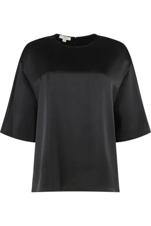 Vince Top, Dame, Sort, L, Satin, Satin Bluse Med Lynlås Bagpå
