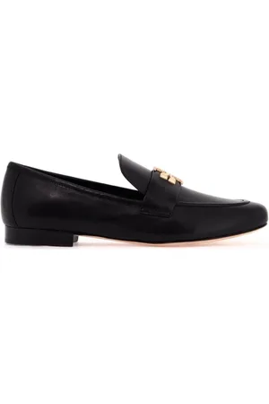 Tory Burch Sko, Herre, Sort, 43 EU, Læder, Gold Double T Læder Loafers