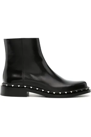 VALENTINO GARAVANI Sko, Herre, Sort, 40 EU, Læder, Rockstud Læderstøvler