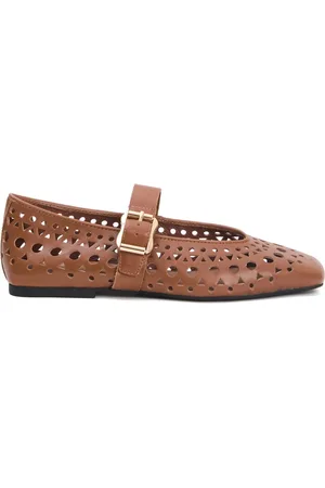Ash Sko, Dame, Brun, 39 EU, Læder, Læder Ballerina Sko Laser-Cut Strop