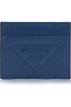 Prada Tilbehør, Herre, Blå, ONE SIZE, Læder, Læderkortholder