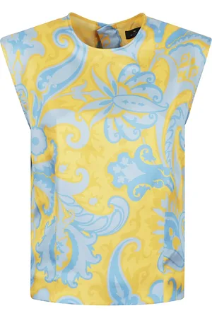 Etro Top, Dame, Flerfarvet, S, Uld, Blå Silke Top Slidstærkt Design