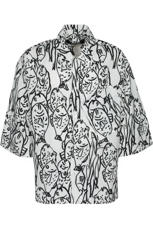 Jacquemus Skjorte, Herre, Flerfarvet, S, Uld, Moderne Bladtryk Skjorte Hvid