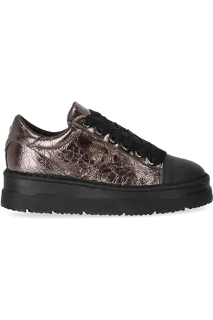 Panchic Sko, Dame, Brun, 37 EU, Bomuld, Crackle Bronze Sneaker med logo