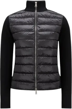 Moncler Jakke, Dame, Sort, XS, Uld, Uld Zip-Up Cardigan Sort