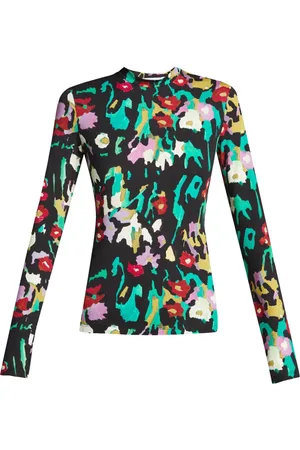 Proenza Schouler Top, Dame, Flerfarvet, S, Bomuld, Floral Jersey Turtleneck Top