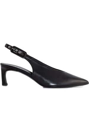 HALMANERA Sko, Dame, Sort, 39 EU, Læder, Sort Læder Stiletto Hæl Sandaler