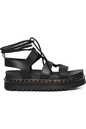 Dr. Martens Sko, Dame, Sort, 40 EU, Læder, Sort Læder Gladiator Sandaler