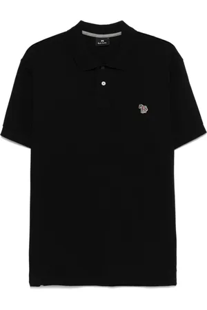 Paul Smith Top, Herre, Sort, M, Sort Ribbet Polo Skjorte