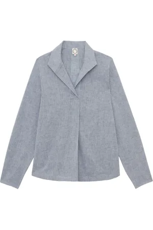 Inès de la Fressange Bluser & Skjorter, Dame, Blå, L, Denim, Noa top i denimblåt linnedblanding