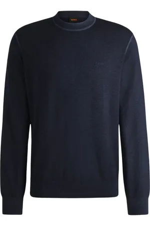 HUGO BOSS Strik, Herre, Blå, 3XL, Rundhalset strik