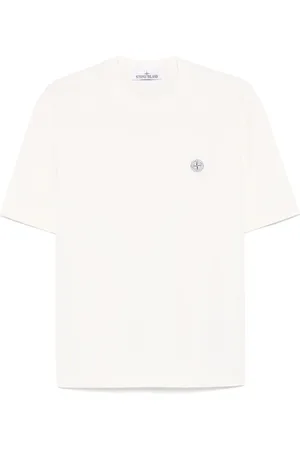 Stone Island Top, Herre, Hvid, M, Bomuld, T-shirt med logo