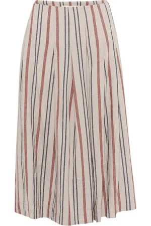 INWEAR Nederdel, Dame, Flerfarvet, 2XL, Uld, Stribet Midi Nederdel