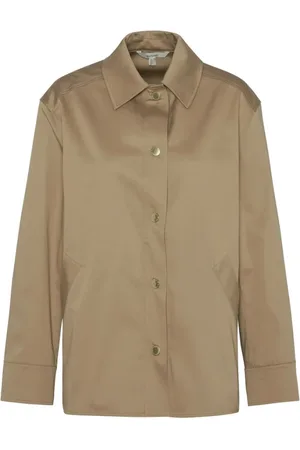 Barbour Jakke, Dame, Brun, XS, Uld, Oversized Overshirt med Guld Snaps
