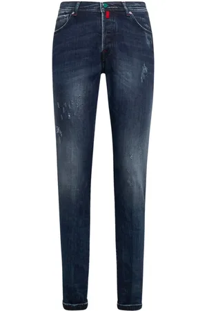 Kiton Jeans, Herre, Blå, W34, Bomuld, Slim Fit Bomuldsjeans