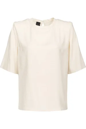 Pinko Top, Dame, Hvid, XS, Uld, Kortærmet Jacquard Bluse