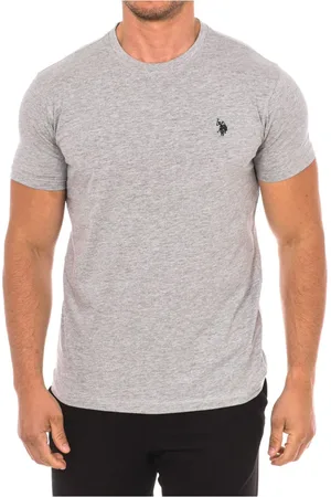 U.S. Polo Assn. Top, Herre, Grå, 3XL, Bomuld, Kortærmet T-shirt med Ribhals
